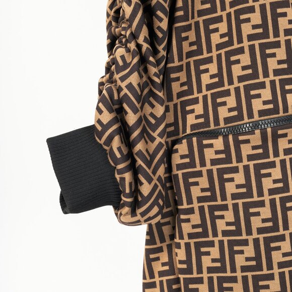 Fendi SS/19 "Mud & Dark Brown" FF-Motif Jersey Oversized Bomber Jacket - Picture 6 of 16